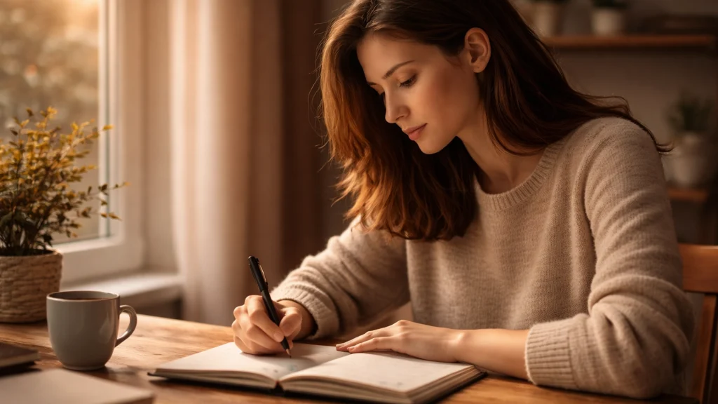 Persona escribiendo en un cuaderno para ordenar ideas y gestionar la ambivalencia emocional