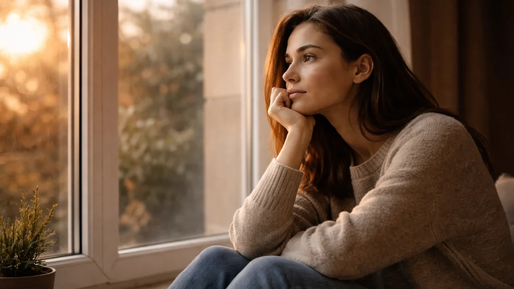 Persona reflexionando junto a una ventana representando la ambivalencia emocional y el conflicto interno