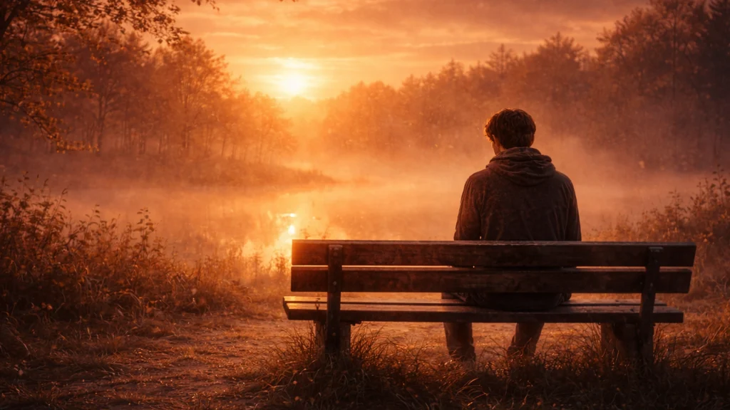 persona sentada sola en un banco al atardecer reflejando miedo a la soledad